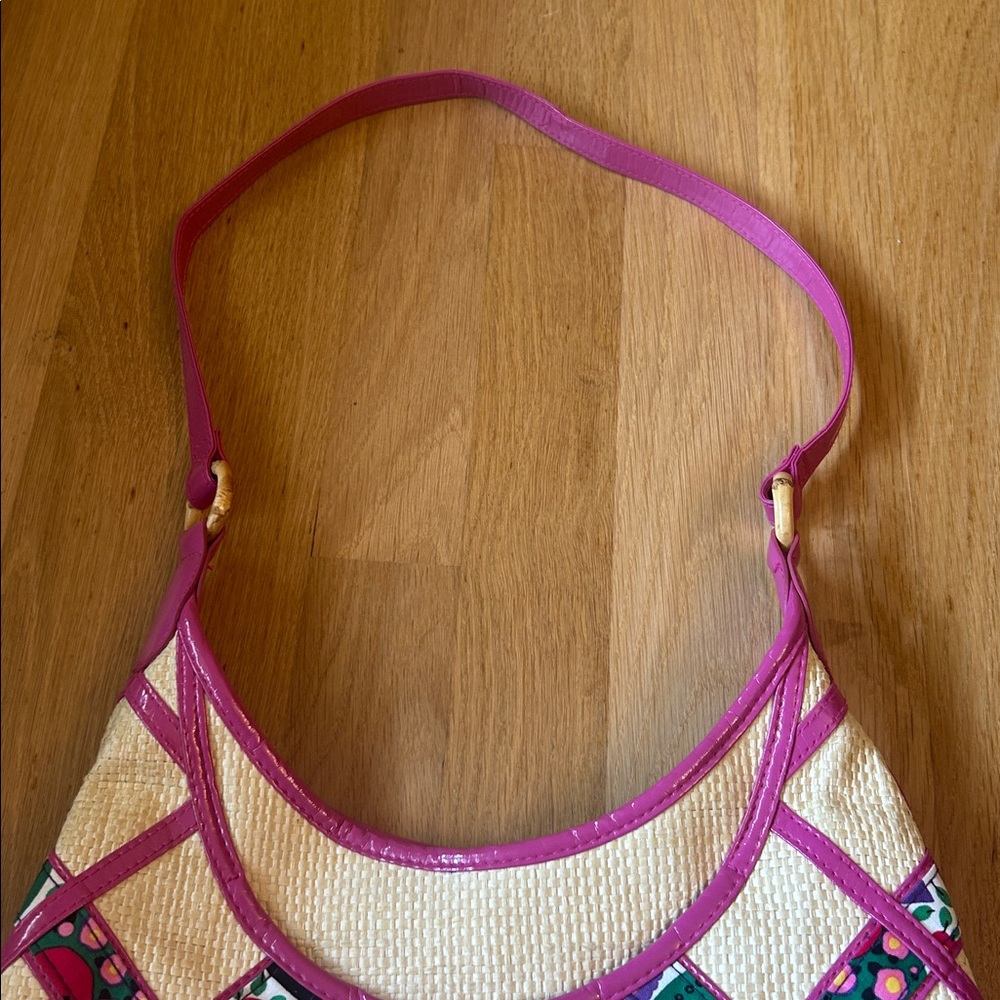 Vera Bradley Purse Viva La Vera Retired Rattan Straw Hobo Shoulder Bag Pink - Picture 16 of 16